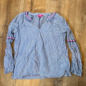 Blue and White Striped Women's Top Lilly Pulitzer XL
